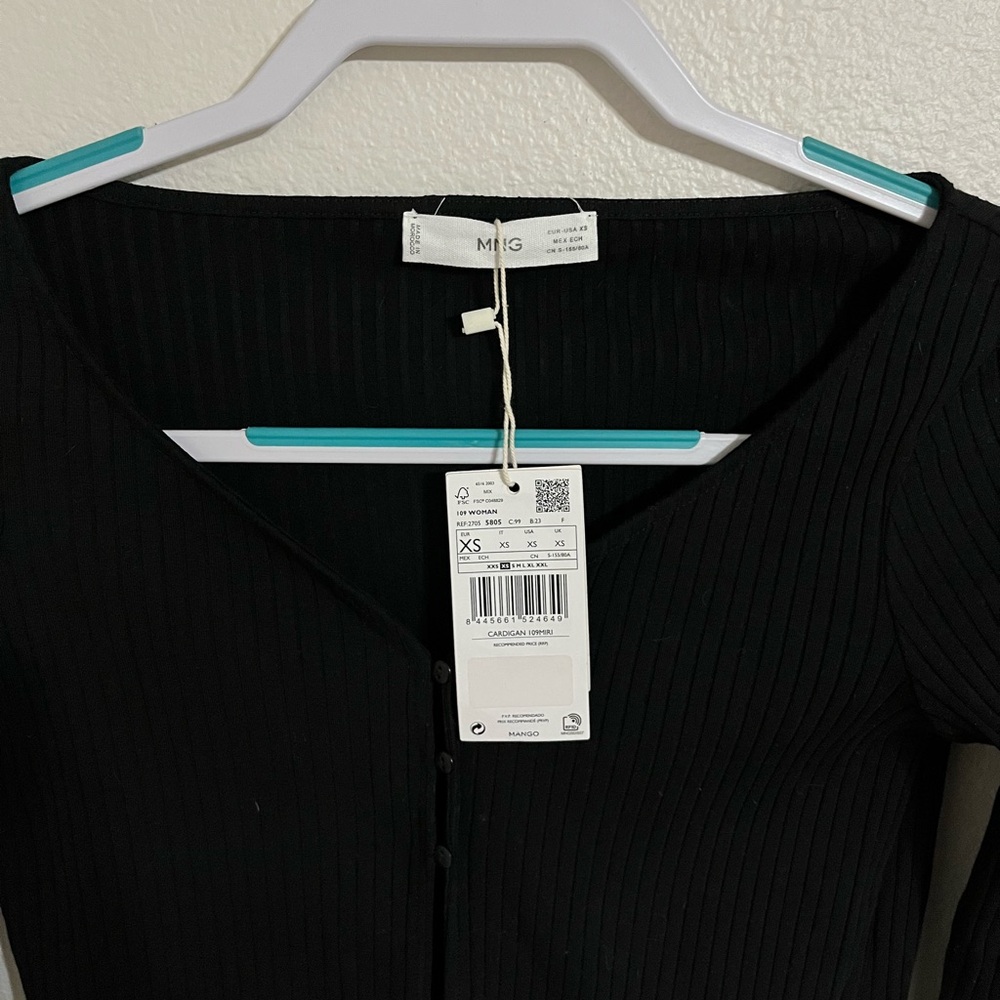 MNG Black Ribbed Open Front Top - Picture 5 of 5